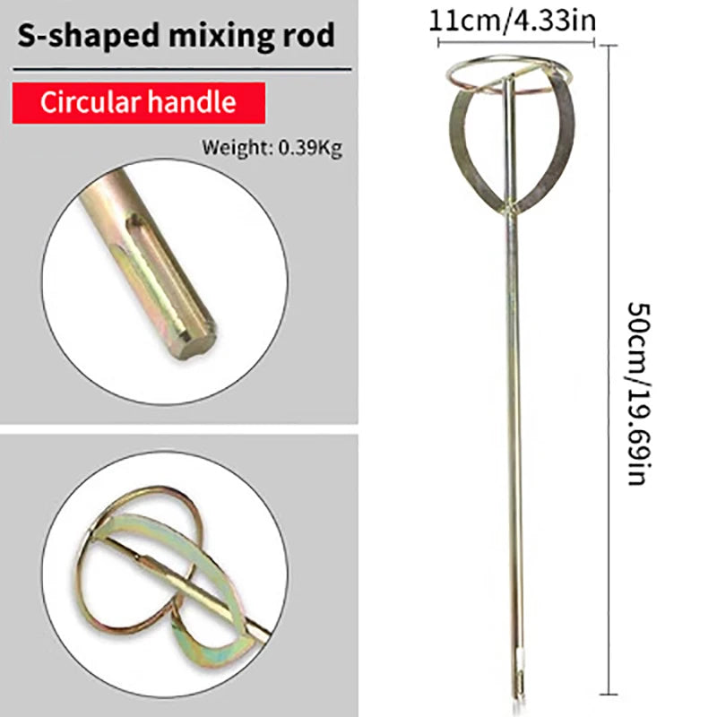 Upgraded Version Cement Mixer Stirring Tool Stainless Steel Mixing Paddle Rod Paint Putty Mixing Stick For Electric Concrete Mix Peaceful Pleasures Health and Wellness A4