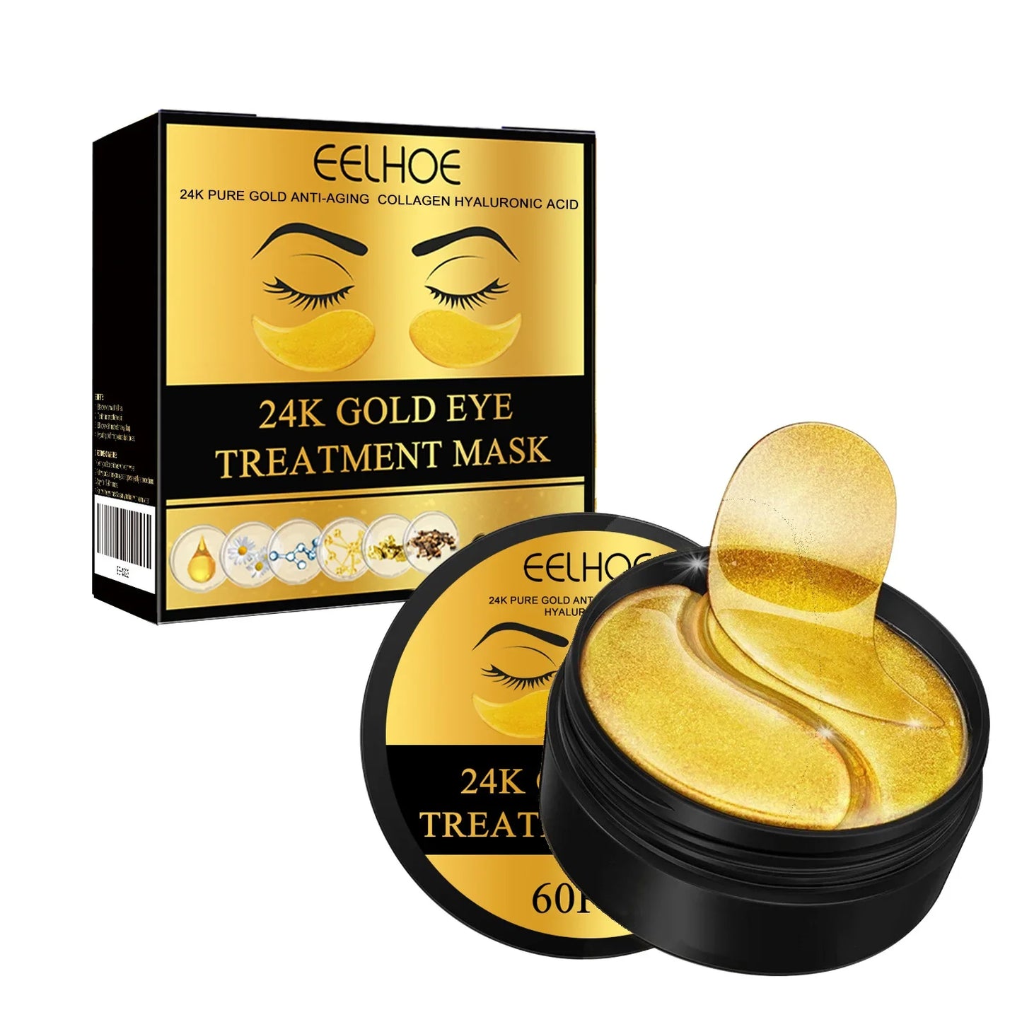 EELHOE 24K Gold Under-Eye Patches – Collagen & Hyaluronic Acid