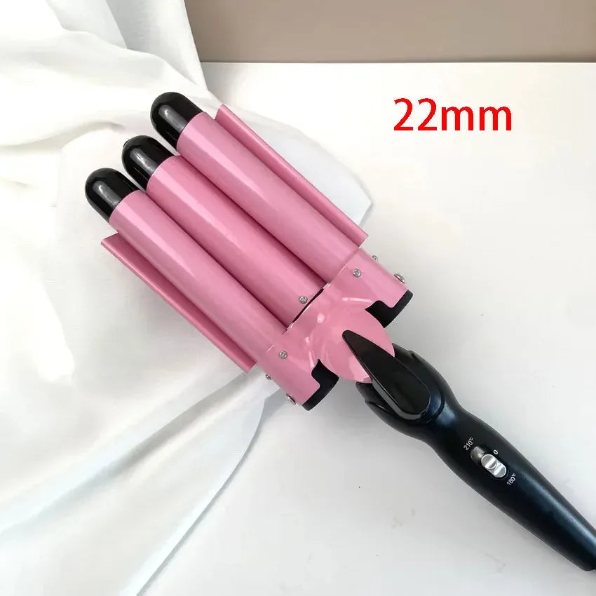 Professional Hair Curling Iron Ceramic Triple Barrel Hair Curler Irons Hair Wave Waver Styling Tools Hair Styling Appliances Peaceful Pleasures Health and Wellness pink 22mm UK