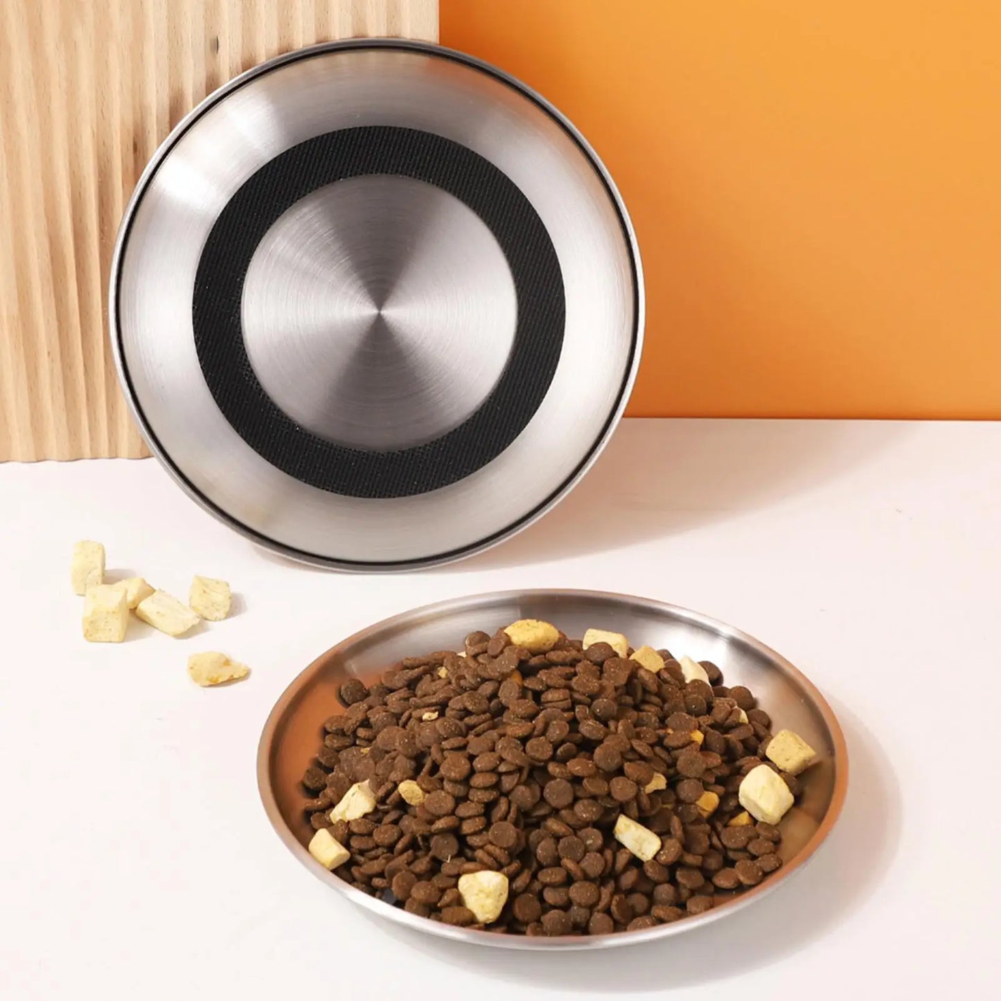 Stainless Steel Cat & Dog Bowl – Non-Slip Wide Shallow Design