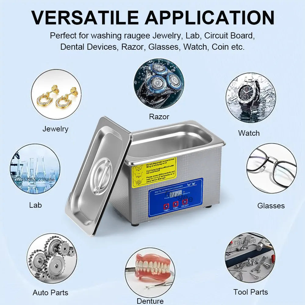 Ultrasonic Cleaner 40KHZ High Frequency Vibration Ultrasonic Washing Bath for Jewelry Watches Denture Glasses Ultrasonic Cleaner Peaceful Pleasures Health and Wellness