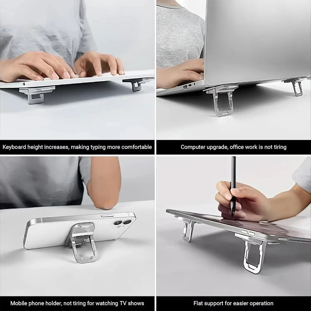 Foldable Mini Laptop Stand | 2-Angle Self-Adhesive Riser Set