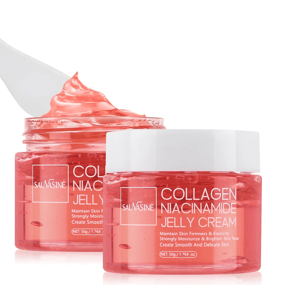 Collagen Jelly Cream Niacinamide Hydrolyzed Collagen 24h Glow & Lifted Look Moisturize Skin Elasticity & Hydration Face Cream Peaceful Pleasures Health and Wellness 2pcs