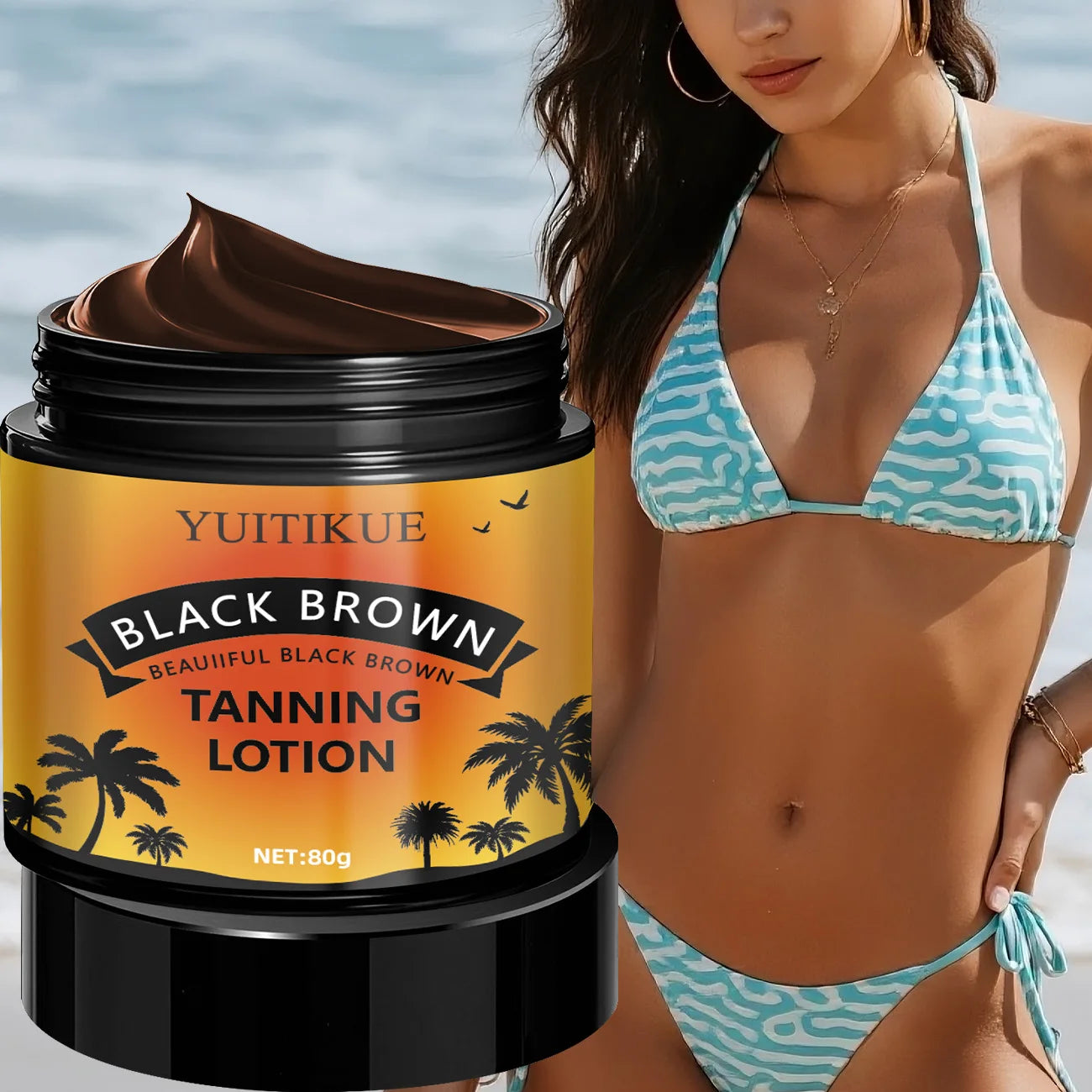 YUITIKUE Black Brown Tanning Lotion - Sunless Tanner, Fast Natural Color, Moisturizing & No Streaks, Odor Free & Long Lasting Peaceful Pleasures Health and Wellness