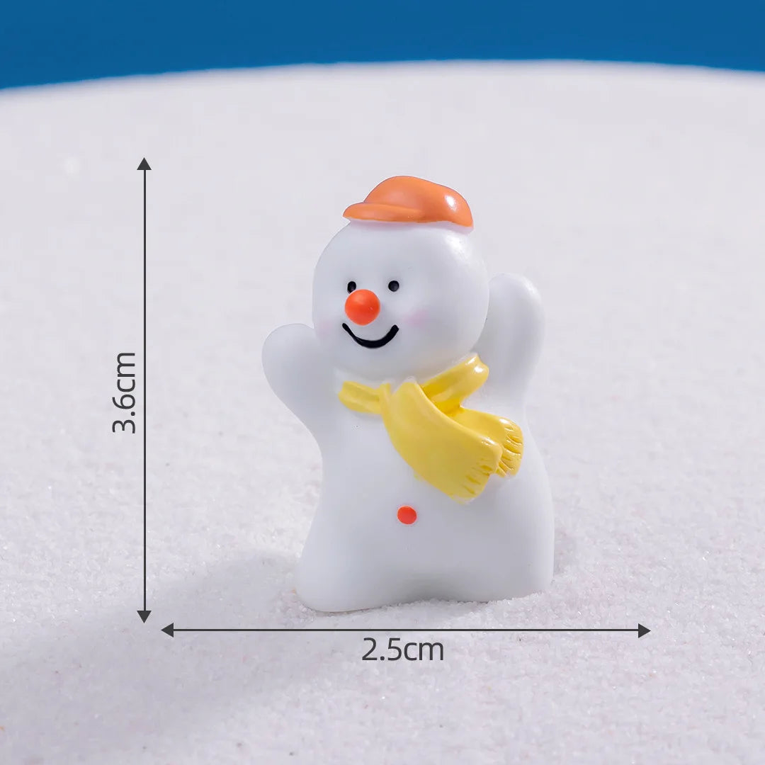 Mini Christmas Snowman Figurine Cartoon Snow Man Doll Miniature Snowman Statue Desktop Micro Landscape Accessories Home Decor Peaceful Pleasures Health and Wellness 7