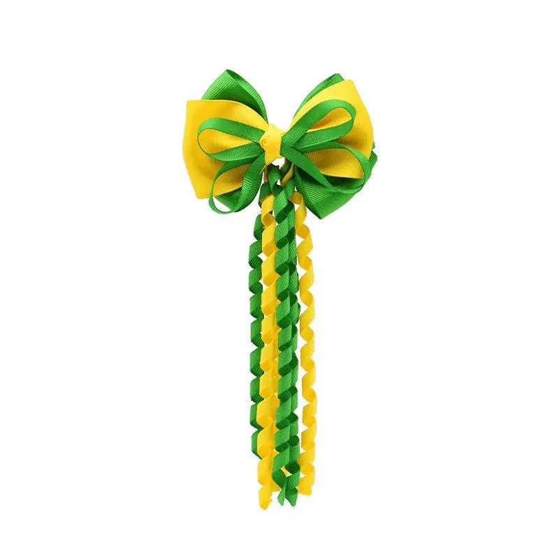 Festival Bow Hair Clips – Curly Ribbon Tassel Hairpins for Girls