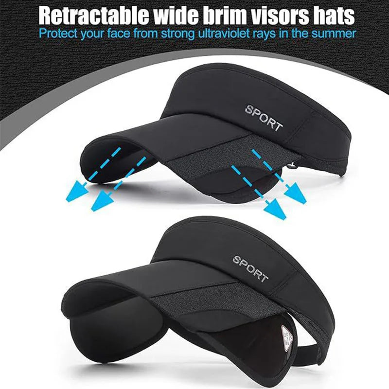 Women's hats with a pull-out brim, summer sun visor, a retractable brim for face protection, a Korean-style large-brim cycling s Peaceful Pleasures Health and Wellness