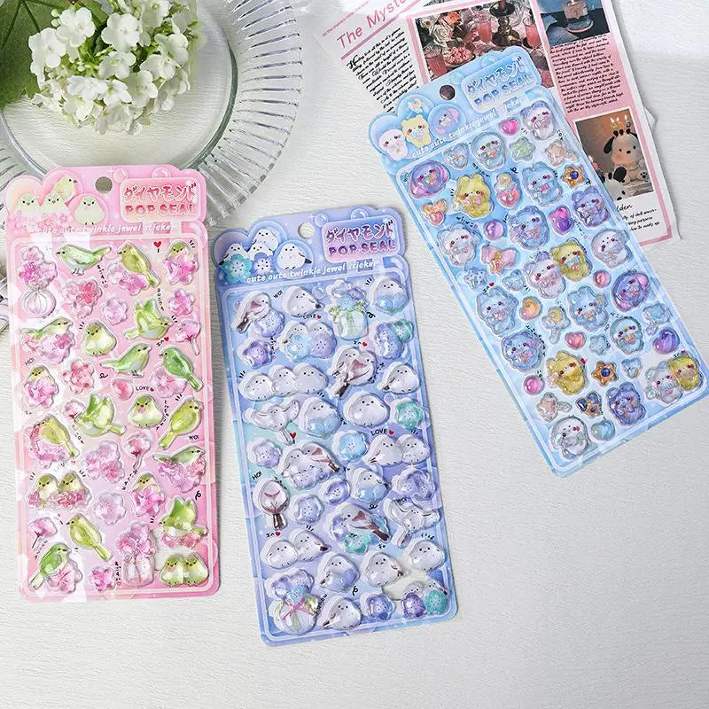 3D Puffy Bird Stickers – Cute Cartoon Decals for Scrapbooking