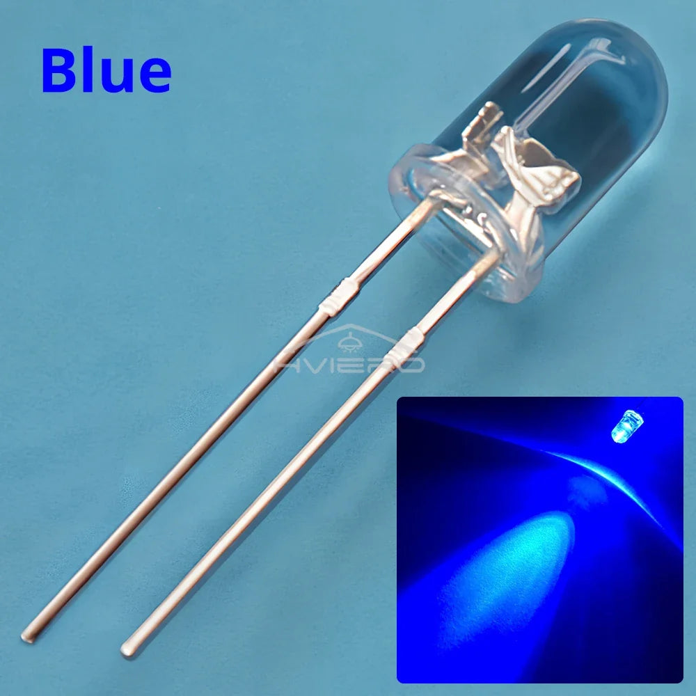 100pcs 5mm LED Diodes – Super Bright Water Clear DIY Bulbs