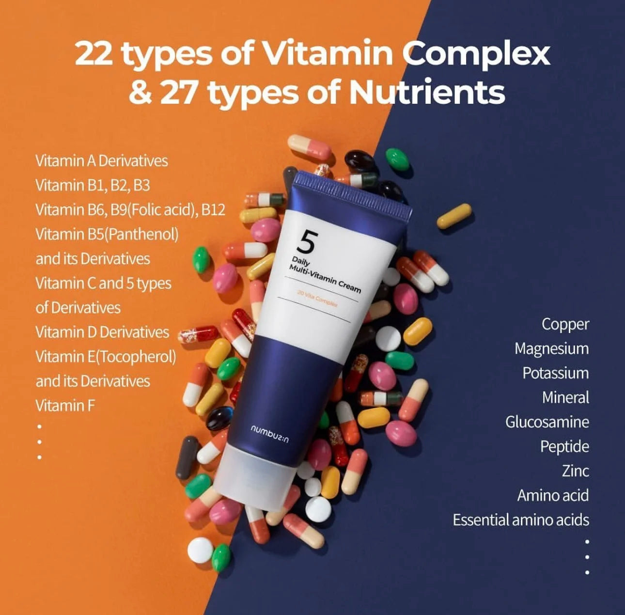 Numbuzin No.5 Daily Multi-Vitamin Cream 60ml Hydrating Nourish Rejuvenating Skincare Original Improve Skin 20 Vita Complex Cream Peaceful Pleasures Health and Wellness
