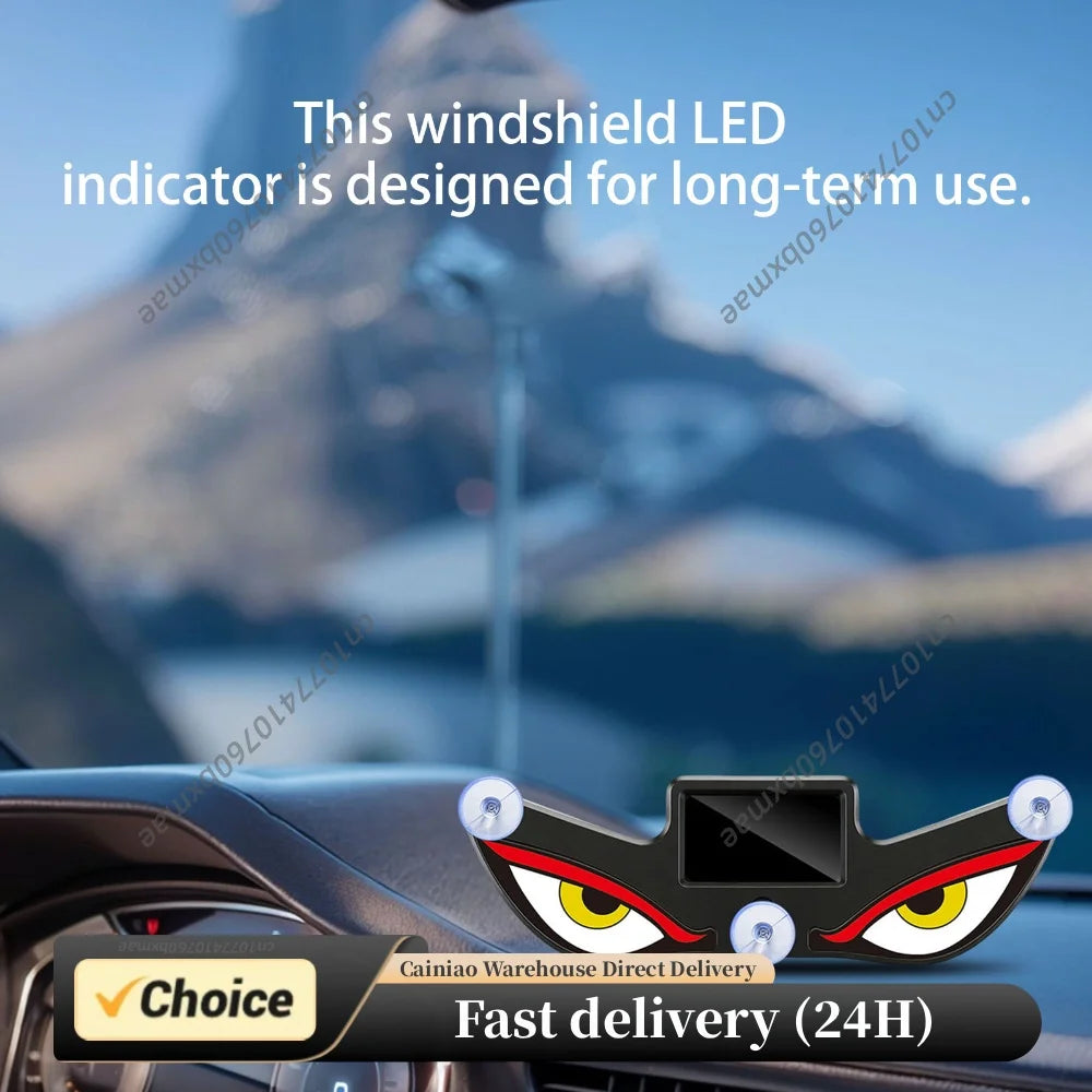 Car Eye Warning Lamp Solar & Type-C Dual Power Atmosphere Breathing Lamp Wireless No Drill for Cars Windshield Rear Window Peaceful Pleasures Health and Wellness