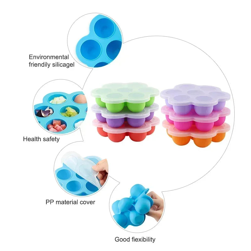 Silicone 7-Hole Egg Bite Mold with Lid | BPA-Free Food Tray Silicone Baking Mold Peaceful Pleasures Health and Wellness
