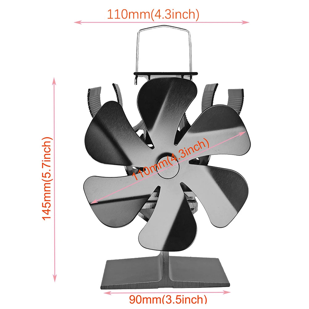 Heat Powered Stove Fan – 6-Blade Silent Thermal Fan