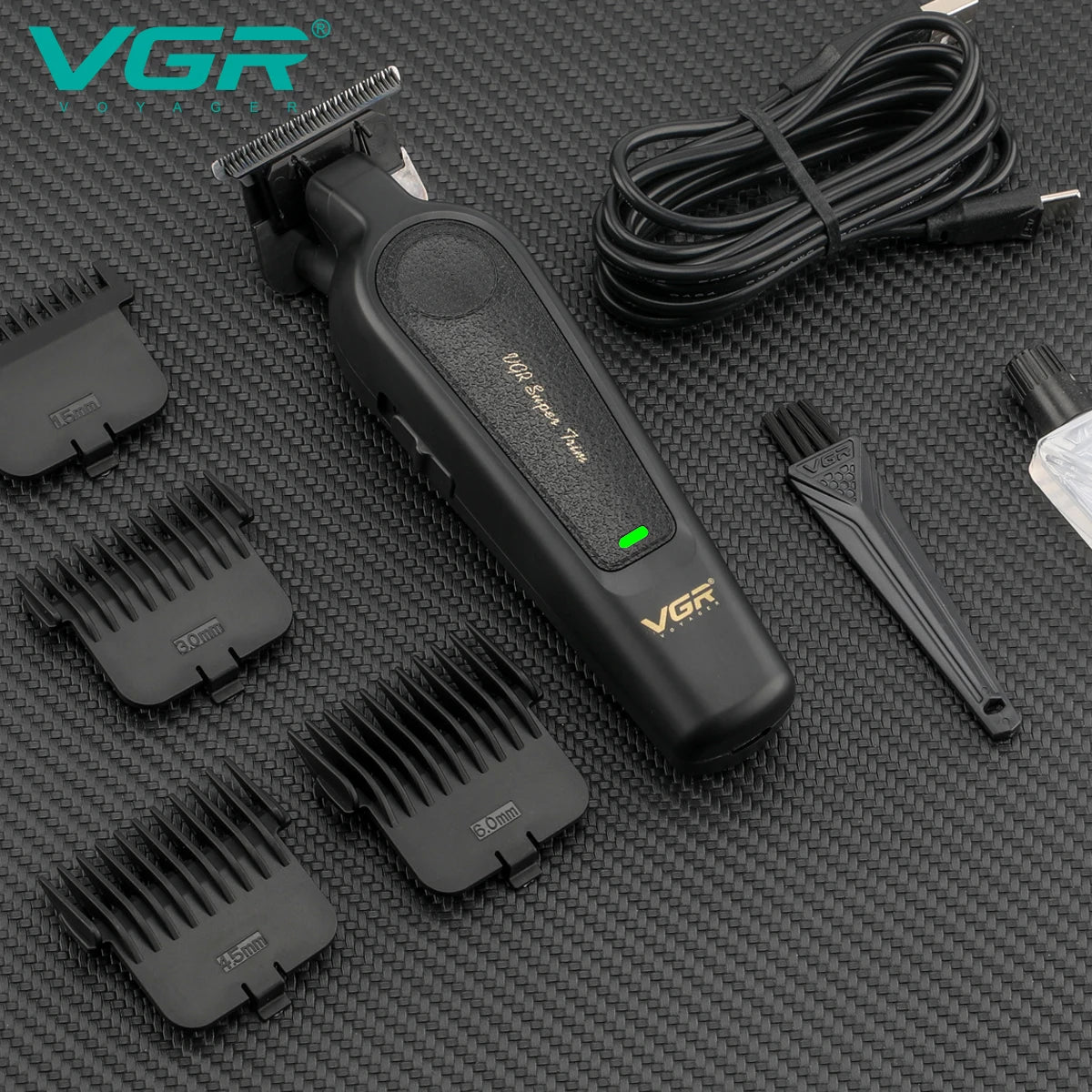 VGR Electric Hair Clipper 2-piece Set Men's Oil Head Carving Electric Push Leather Metal Body Powerful Power Machine V-197&995 Peaceful Pleasures Health and Wellness