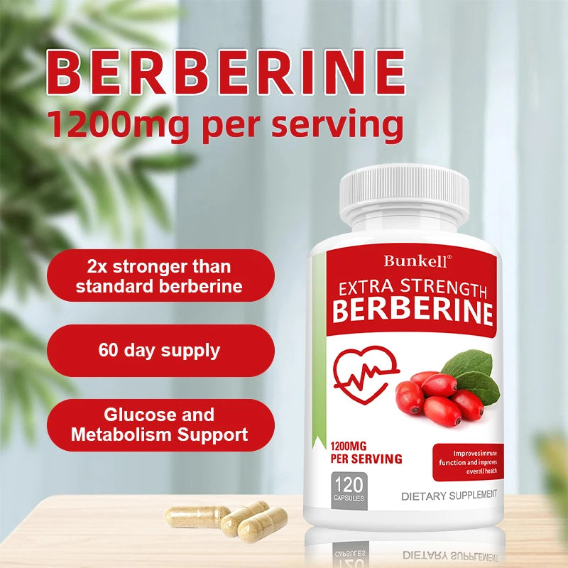 Berberine HCl 1200mg - Enhance Energy, Metabolism, Cardiovascular & Digestive Health, Immune Support, Anti-oxidant, Anti-aging Peaceful Pleasures Health and Wellness