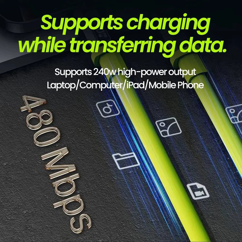 240W USB-C to USB-C PD Fast Charging Cable | MacBook & iPhone