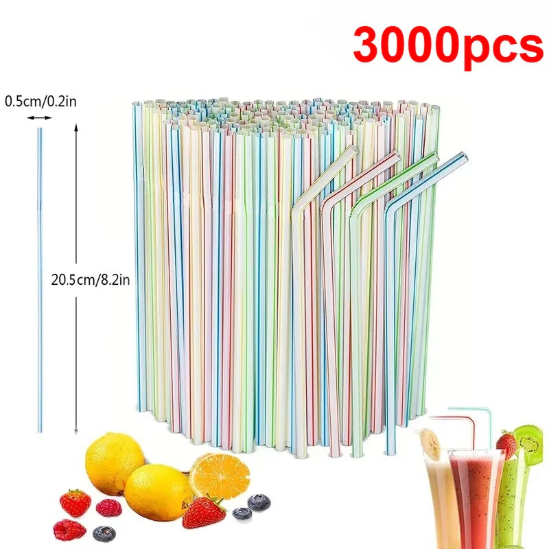 Colorful Flexible Plastic Drinking Straws – Bulk 100–1000 Pack