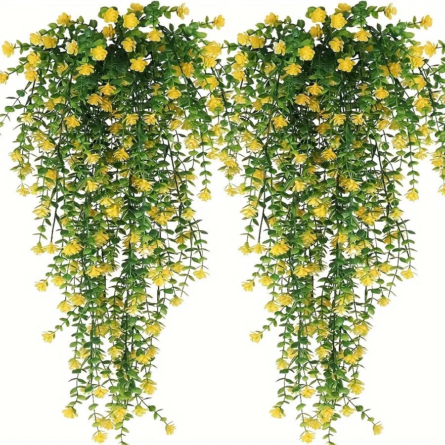 3pcs Artificial Hanging Plants UV Resistant Faux Eucalyptus Vine