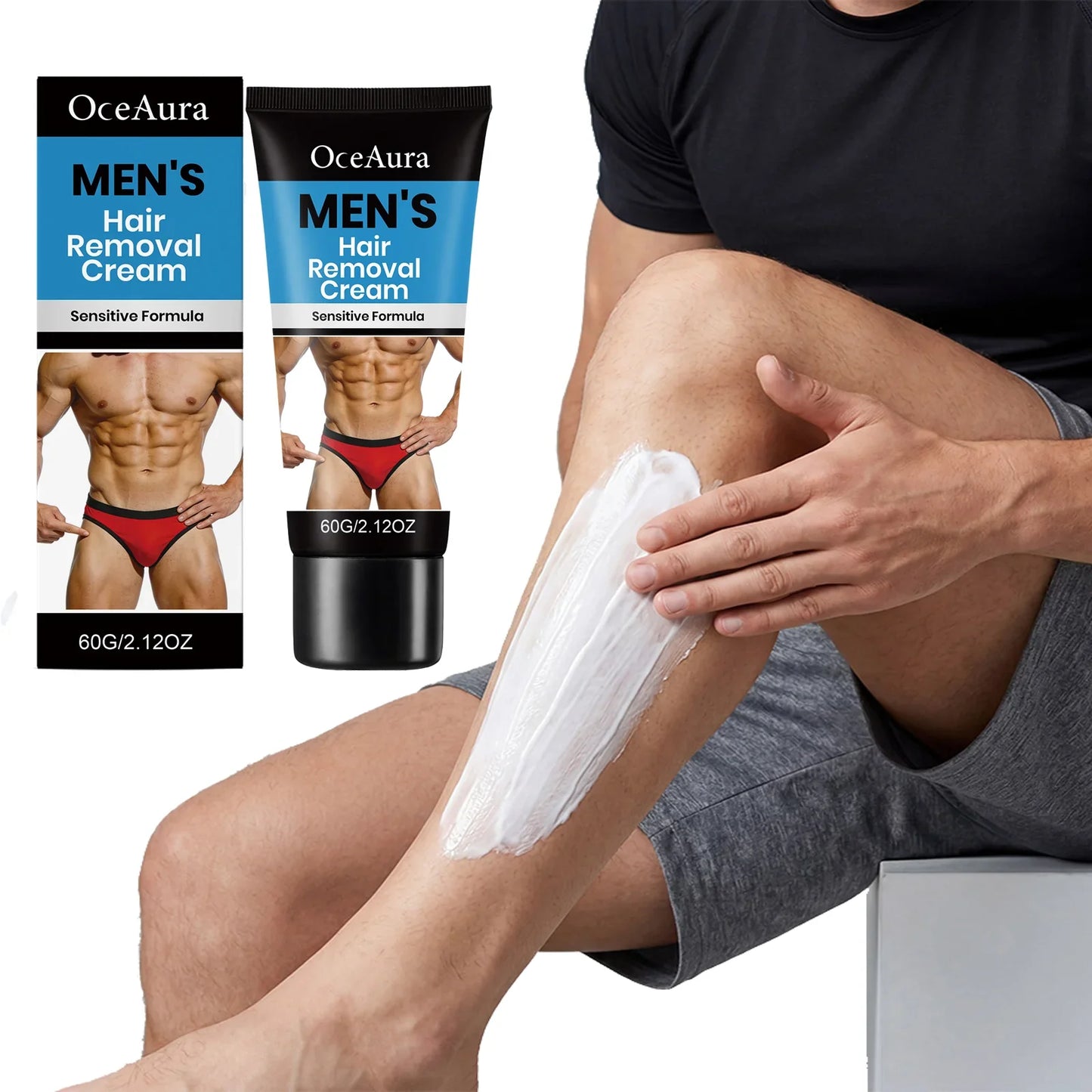 OceAura Men's Painless Hair Removal Cream – Body & Bikini