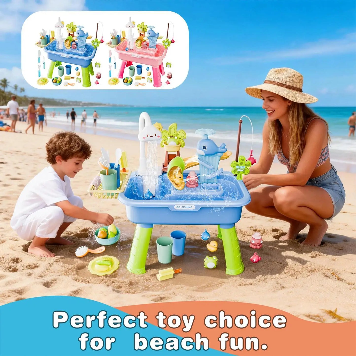 Kids Electric Water Play Kitchen Sink Toy – 4-in-1 Set