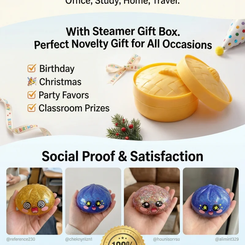 Colorful Bun Squishy Toy – Slow Rising Soft Fidget Squeeze Toy