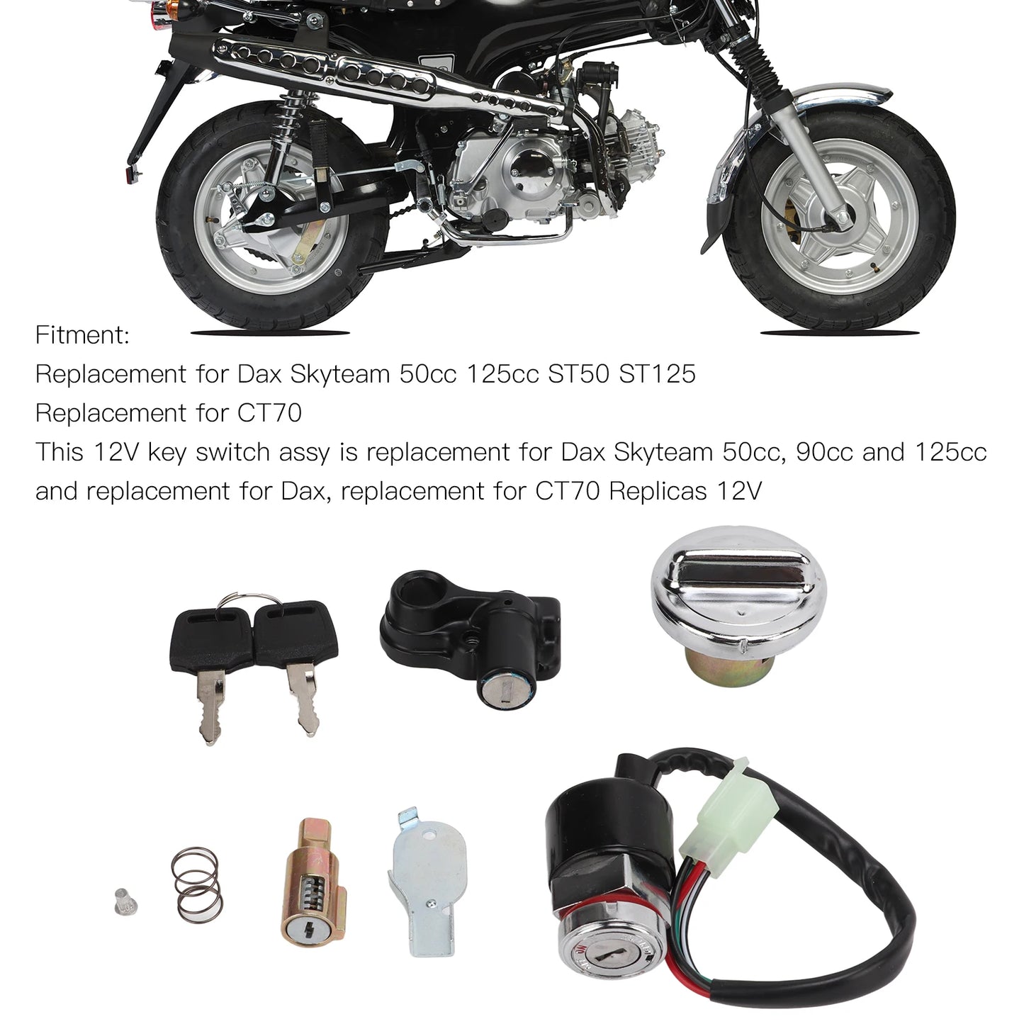 Ignition Lock Kit for Dax Skyteam 50cc 125cc | 2-Key Set