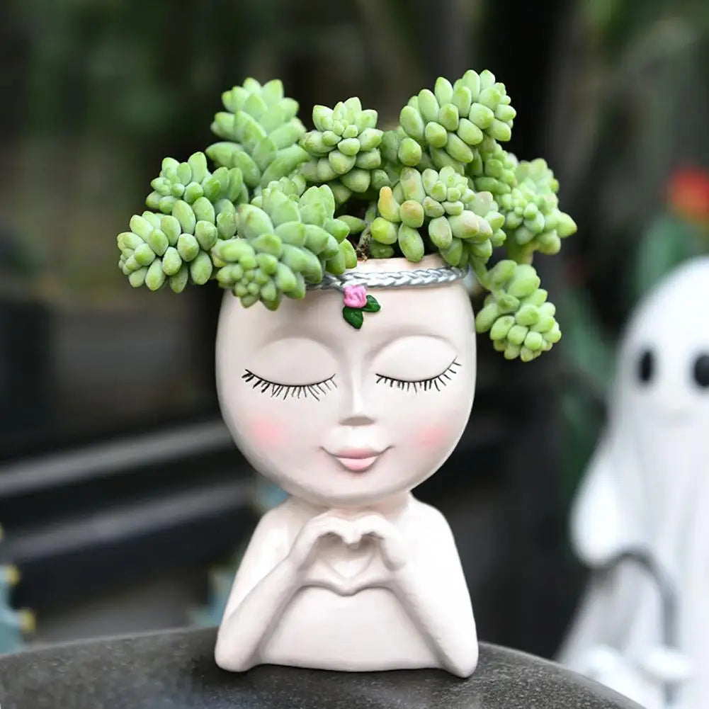 Girl Face Planter Pot – Succulent Indoor Outdoor Desktop Vase