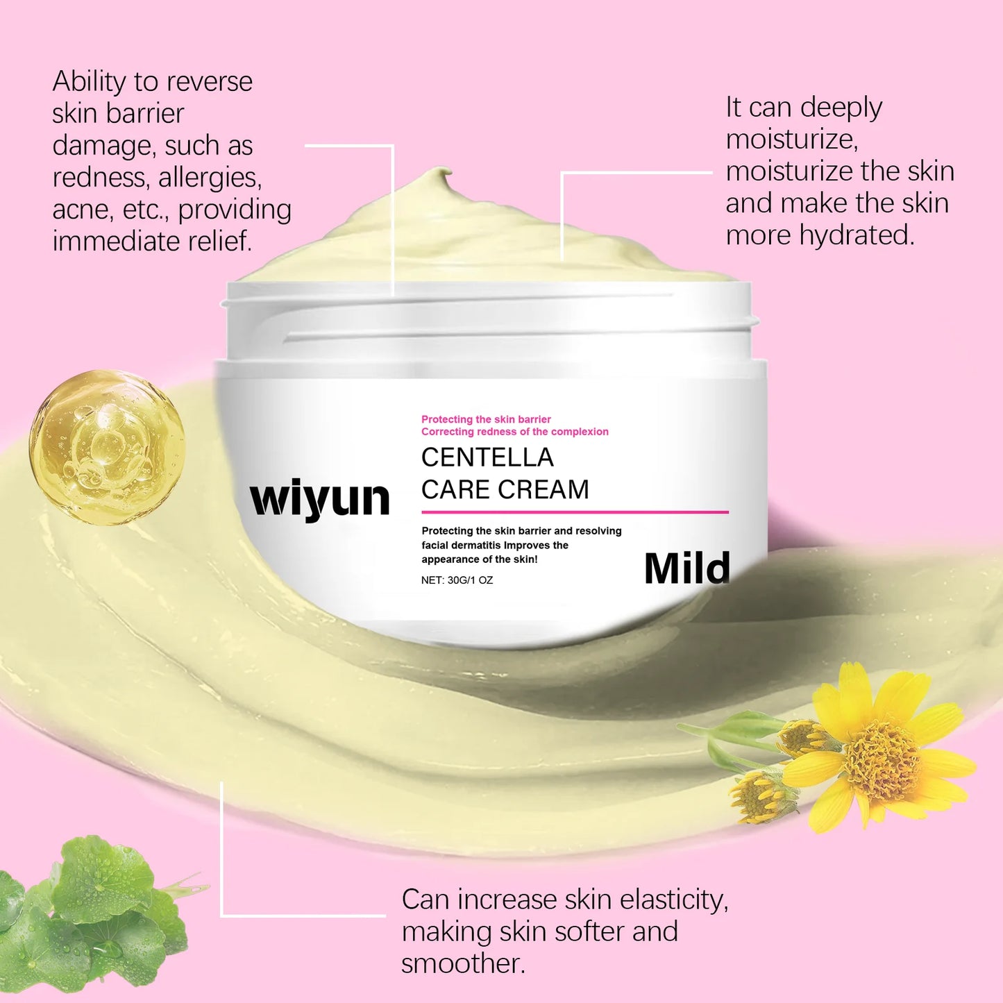 WIYUN Centella Asiatica Soothing Face Cream 30g | Sensitive Skin