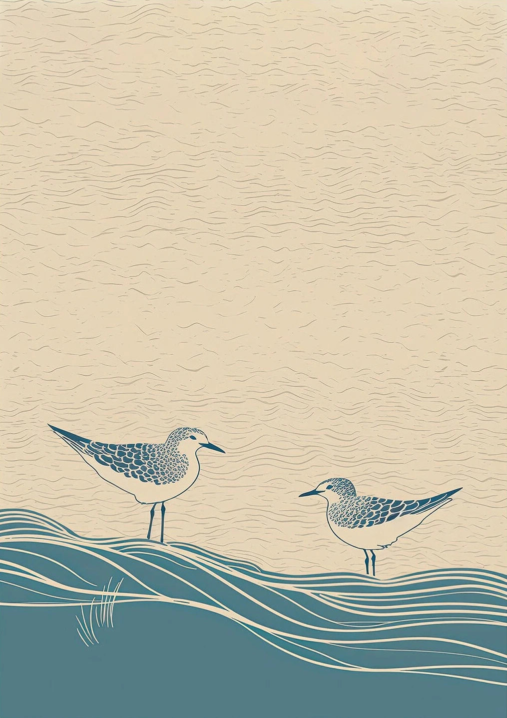 Vintage Beach Sea & Surf Canvas Wall Art | Minimalist Print