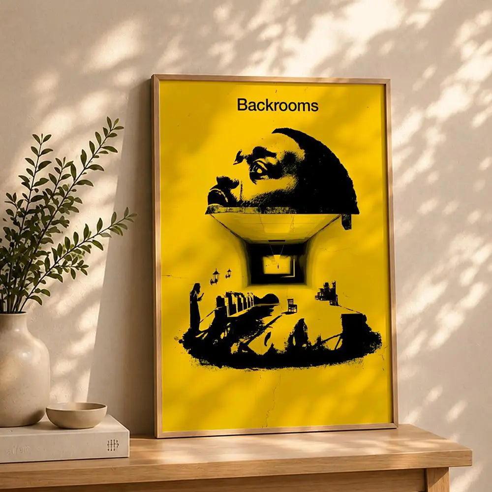 Backrooms Movie Poster HD Self-Adhesive Waterproof Wall Art Wall Art Poster Peaceful Pleasures Health and Wellness White6 15X20cmNoframe