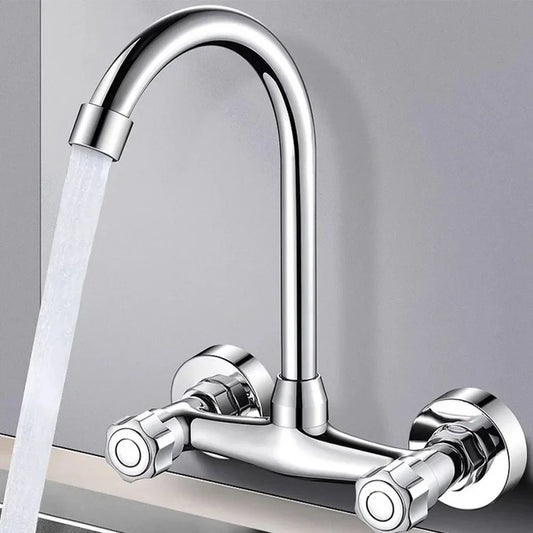 Wall Mount Kitchen Faucet | 360° Swivel Hot & Cold Brass Kitchen Sink Faucet Peaceful Pleasures Health and Wellness