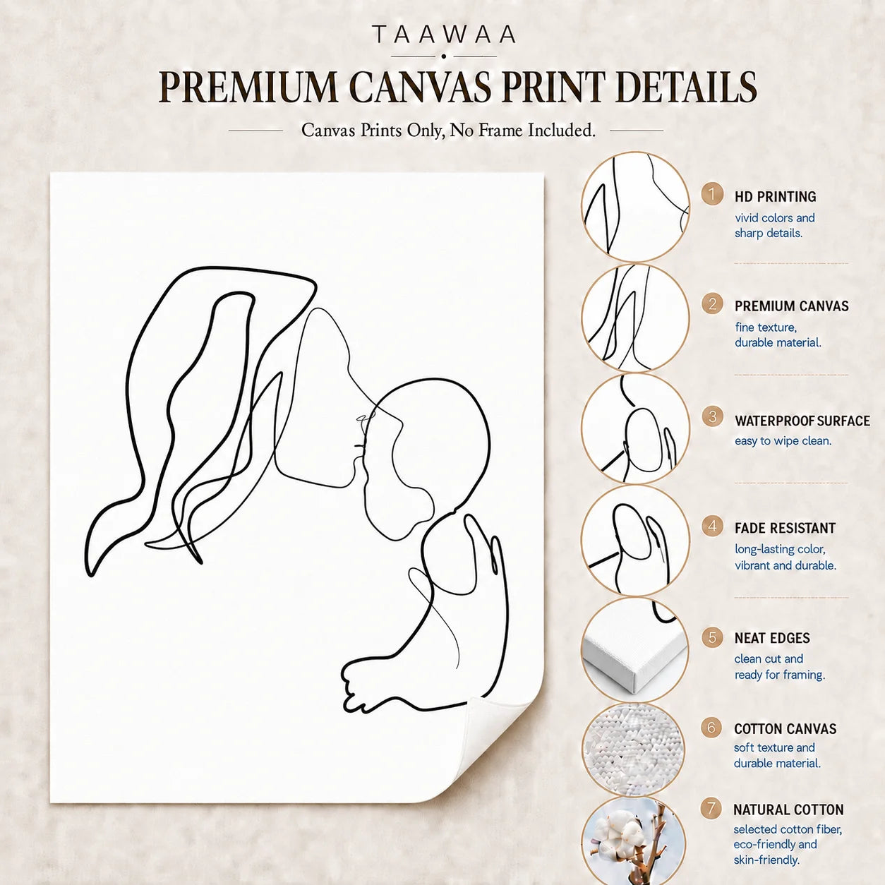 Nordic Mother & Baby Abstract Canvas Wall Art | Minimalist Print Canvas Wall Art Peaceful Pleasures Health and Wellness
