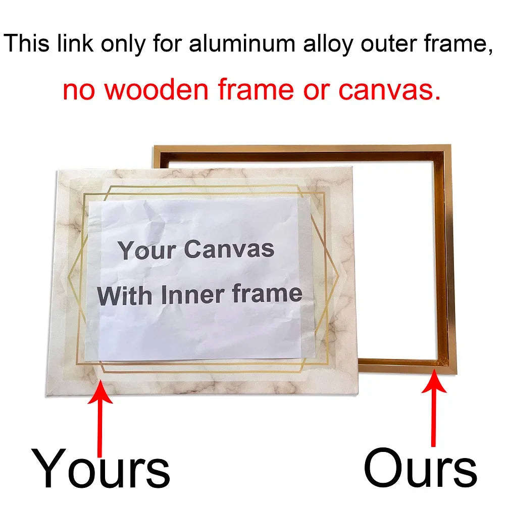 Aluminum Alloy Metal material Picture Frame Framework ，Modern ，DIY, Customizable Large Size,Used for Oil Paintings Wall Art Peaceful Pleasures Health and Wellness