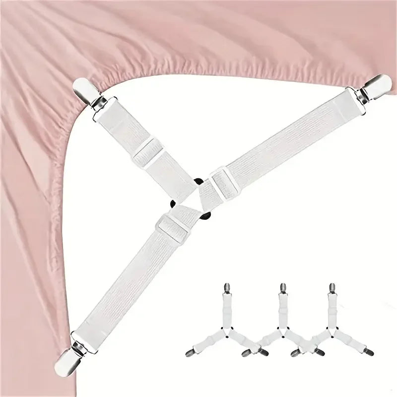 4-Pack Triangular Bed Sheet Fasteners & Adjustable Mattress Clips