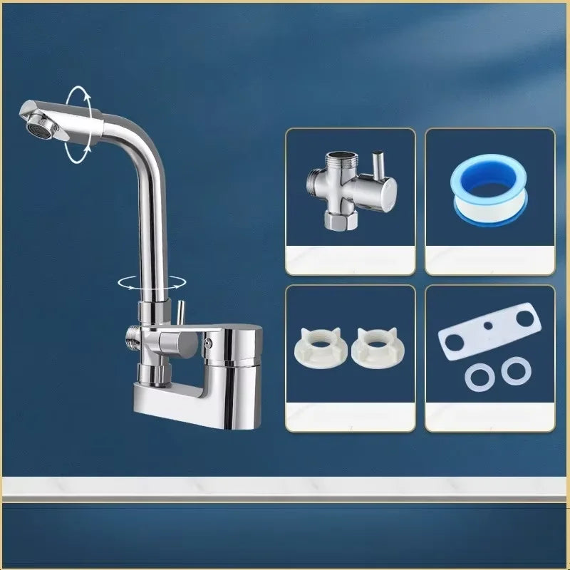 Chrome Single Handle Basin Faucet | Hot & Cold Mixer Valve