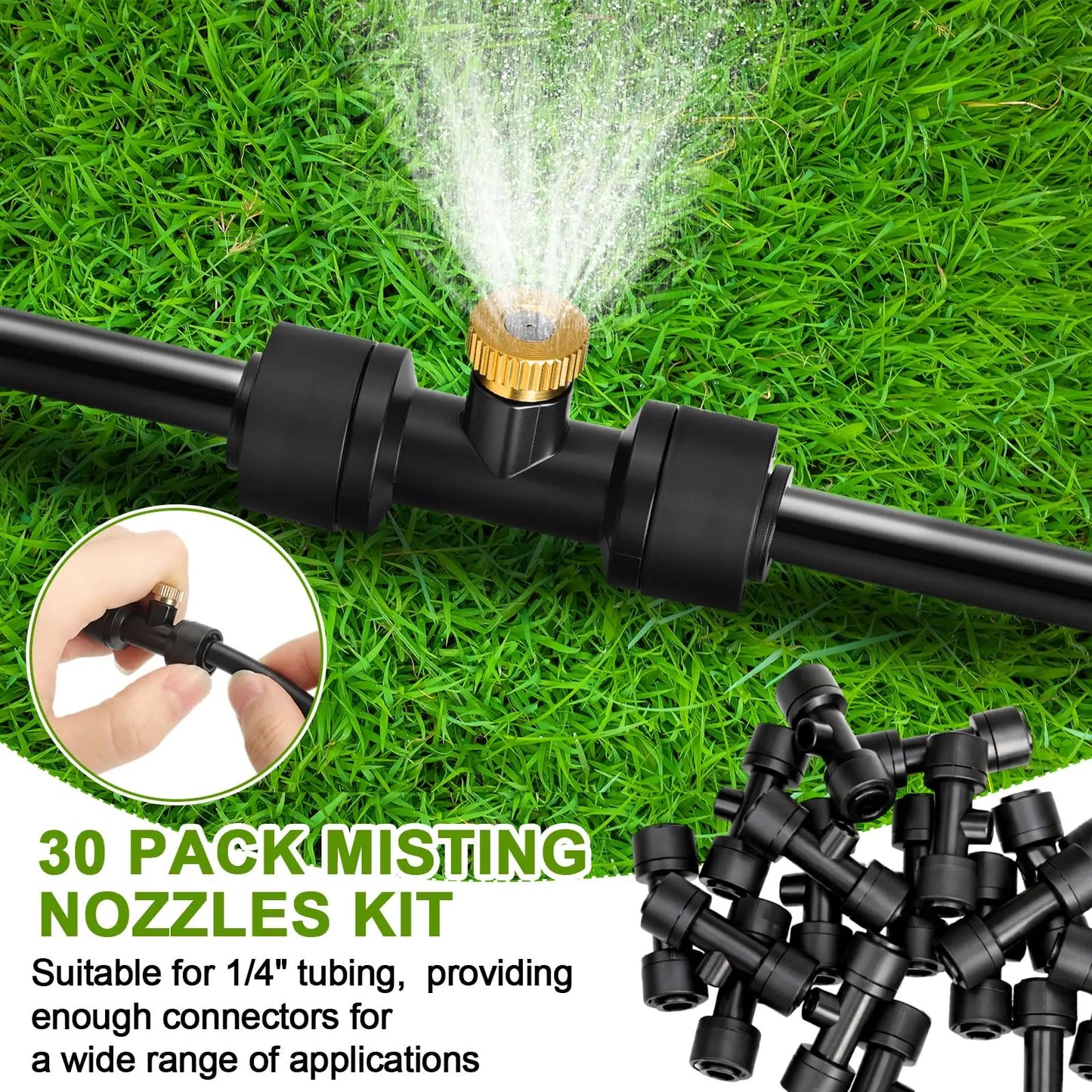 10Pcs lot Misting Fog Nozzles with Quick Access Tee Connector Garden Landscaping Irrigation Sprayers Peaceful Pleasures Health and Wellness