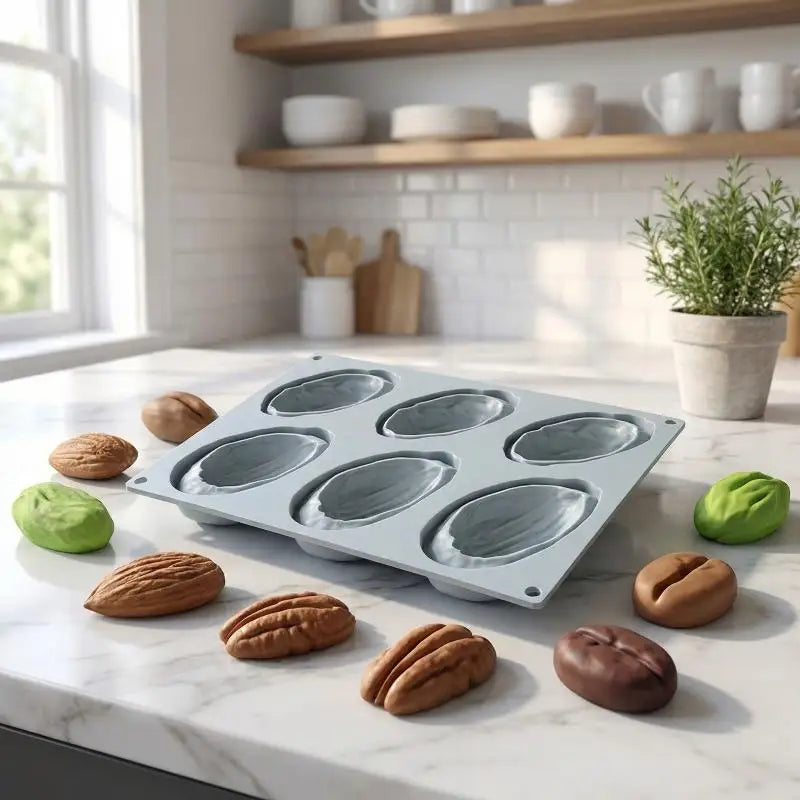 6-Cell Nut-Shaped Silicone Mold – Chocolate, Mousse & Cake