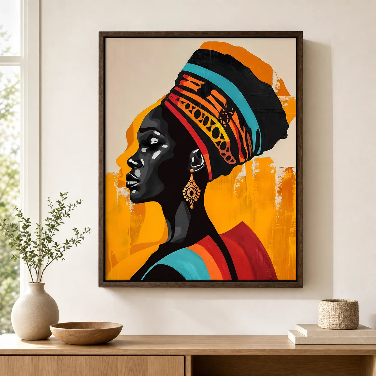 African Tribal Female Portrait Canvas Wall Art | Abstract Decor Canvas Wall Art Peaceful Pleasures Health and Wellness