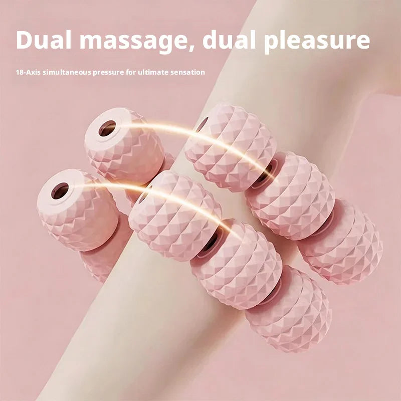 Upgraded 18-Roller Leg Slimming Massager Ring Clip Spiky Foam Roller for Calf & Thigh Muscle Relaxation & Anti-Cellulite Shaping Peaceful Pleasures Health and Wellness