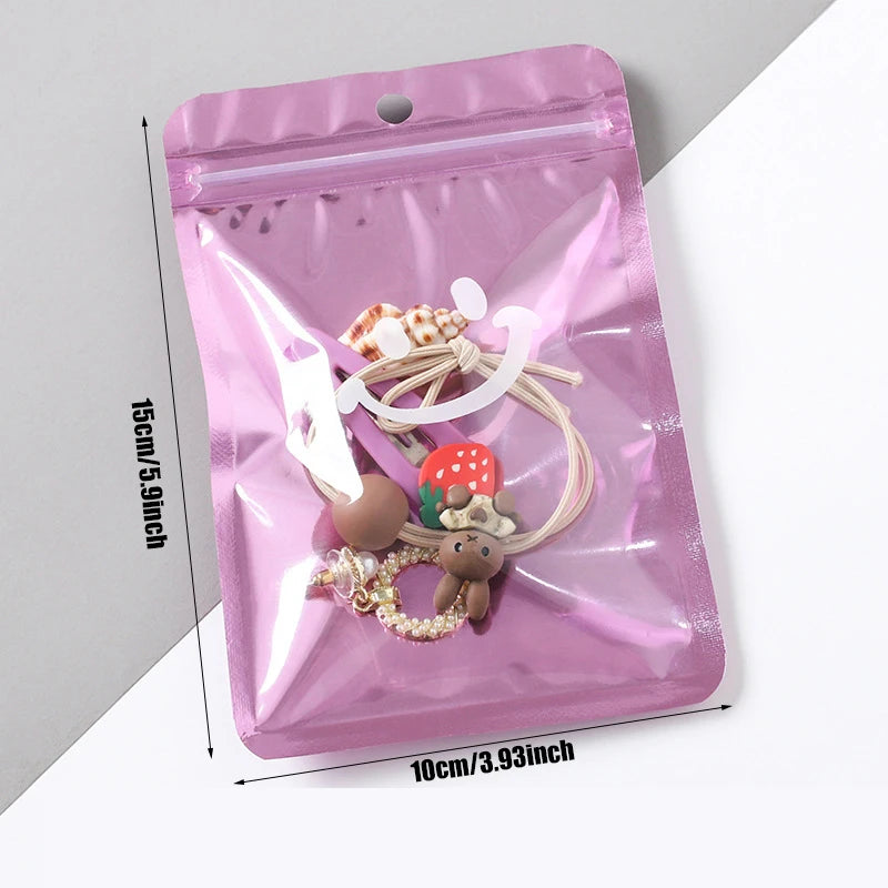 50Pcs Holographic Mylar Bags | Smell Proof Resealable Clear Window