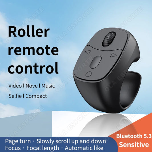 Cell Phone Scrolling Ring Wireless Finger Shutter Remote Control Page Turner Mobile Phone Controller Bluetooth For Travel New Peaceful Pleasures Health and Wellness