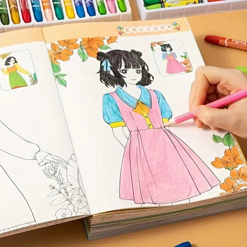 6 Books Coloring Book Featuring Beautiful Princesses Designed Girls