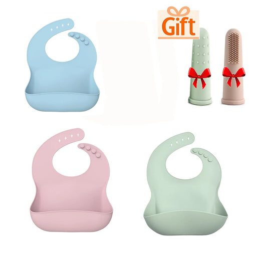 Soft Silicone Baby Bibs with Food Catcher Pocket | 1-3 Pack Silicone Baby Bibs Peaceful Pleasures Health and Wellness 3pcs Set