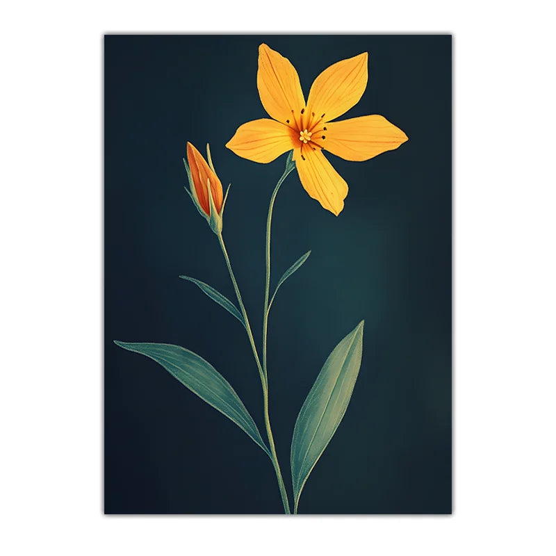 Botanical Yellow Flower Canvas Wall Art | Nordic Floral Print Floral Canvas Print Peaceful Pleasures Health and Wellness 03 50x70cm NoFrame China Mainland