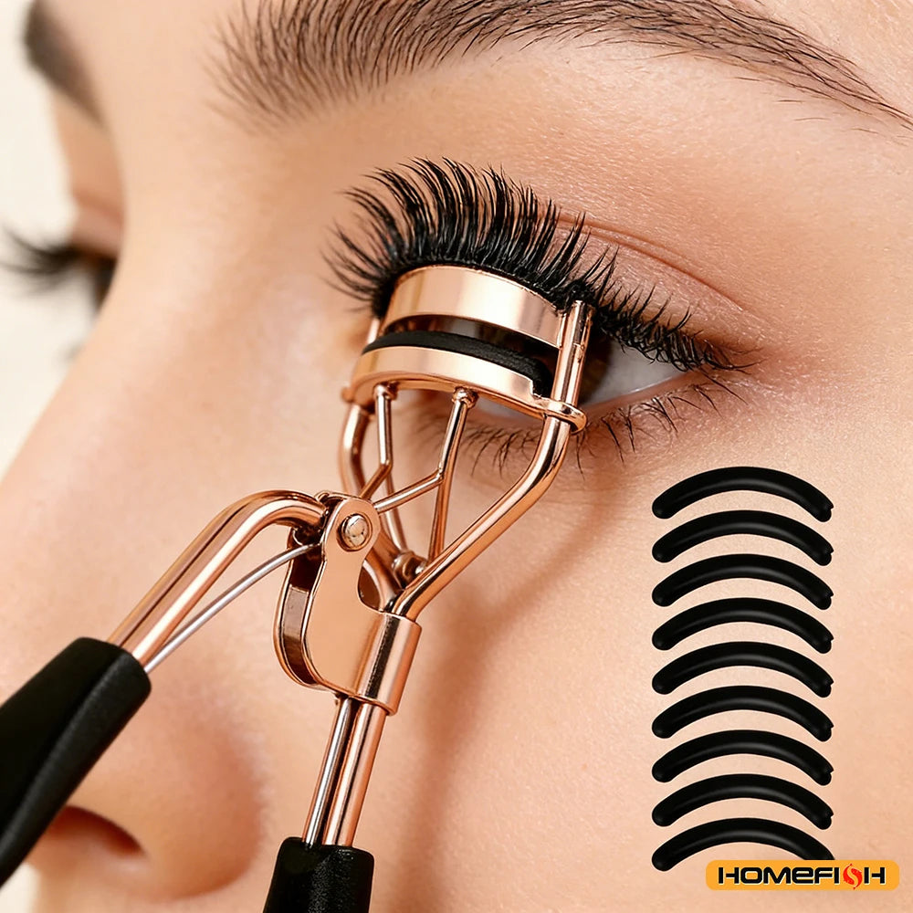 Professional Metal Eyelash Curler with 15 Silicone Pads