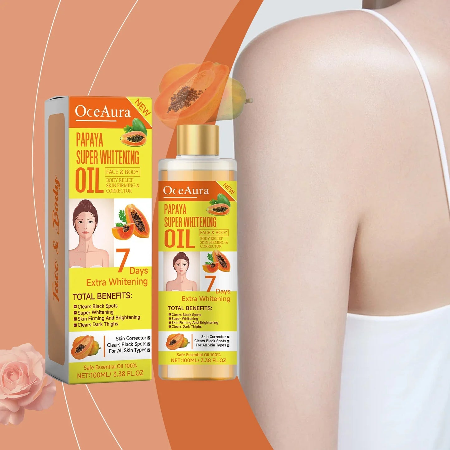 OceAura Papaya Body Oil – Brightening, Firming & Even Tone