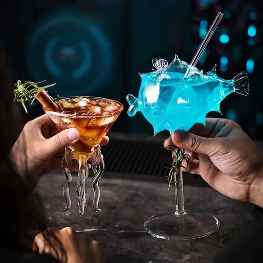 Creative Cocktail Personalized Glass Pufferfish Octopus Tall Cup Bar Swan Bird Wine Glass Wedding Party Birthday Gift Peaceful Pleasures Health and Wellness