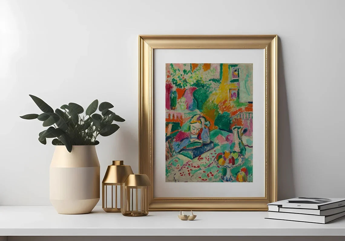Woman Reading by Window Canvas Wall Art | Book Lover Decor