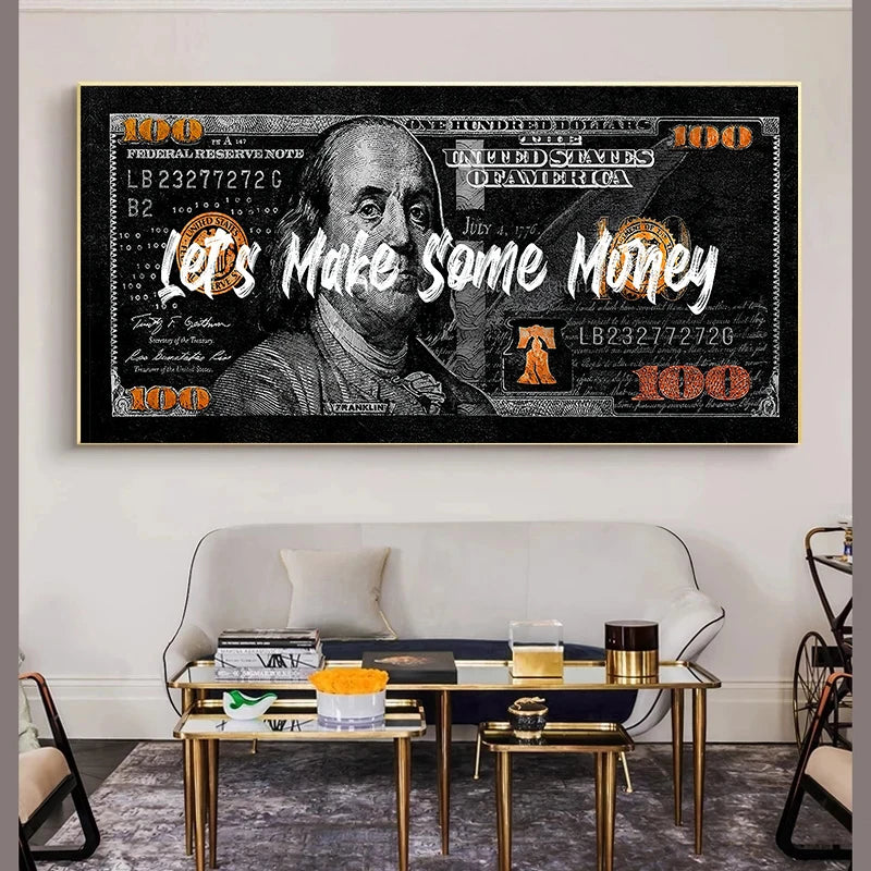 Modern Pop Hundred Dollar Posters and Prints Inspirational Dollar Bill Pop Wall arts Canvas Painting for Living Room No Frame Peaceful Pleasures Health and Wellness