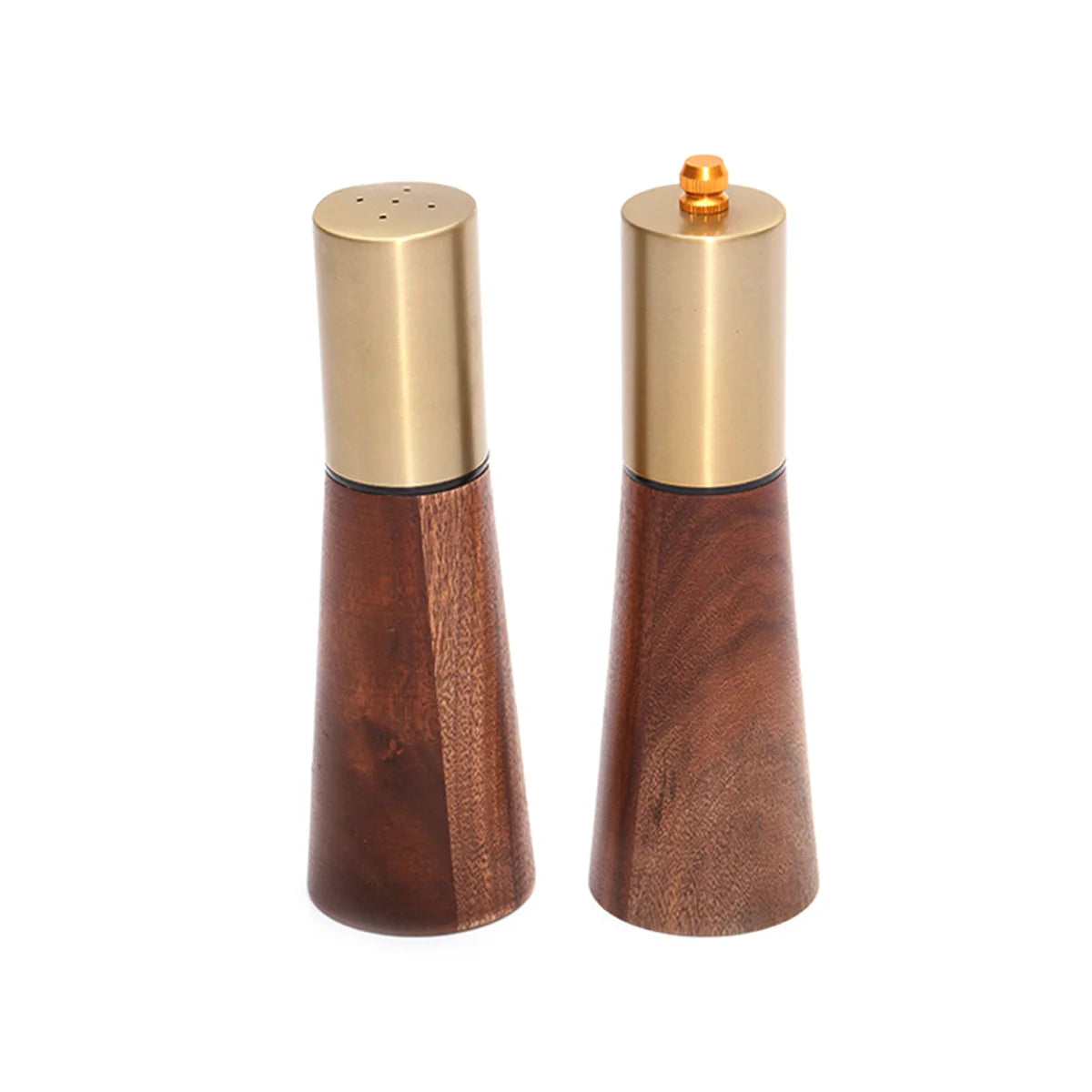 2PCS Salt Shaker Set & Durable Wooden Pepper Grinder with Hand Fill Salt Shaker, Pepper Grinder with Ceramic Grinding Core Peaceful Pleasures Health and Wellness Gold